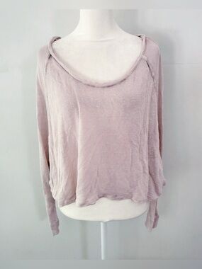 We The Free Women Linen Blend Dolman Long Sleeve Top Small Purple Beach Boho
